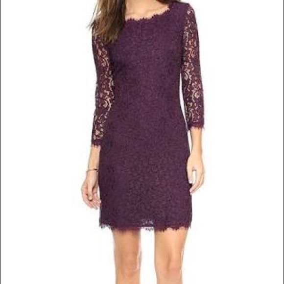 Diane Von Furstenberg Dresses & Skirts - DianeVon Furstenberg Zarita lace sheath plum dress